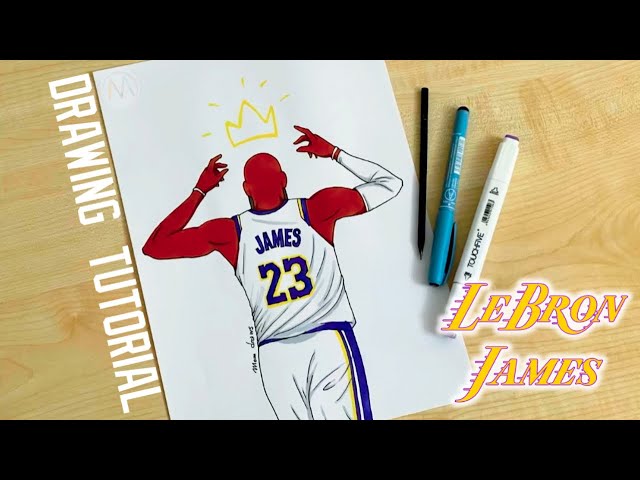 How to draw Lebron James with crown / King James / How to draw Lakers players