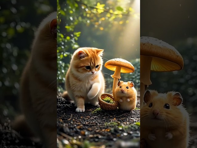 The friendship of a little cat and a mouse #shorts #ai #animation