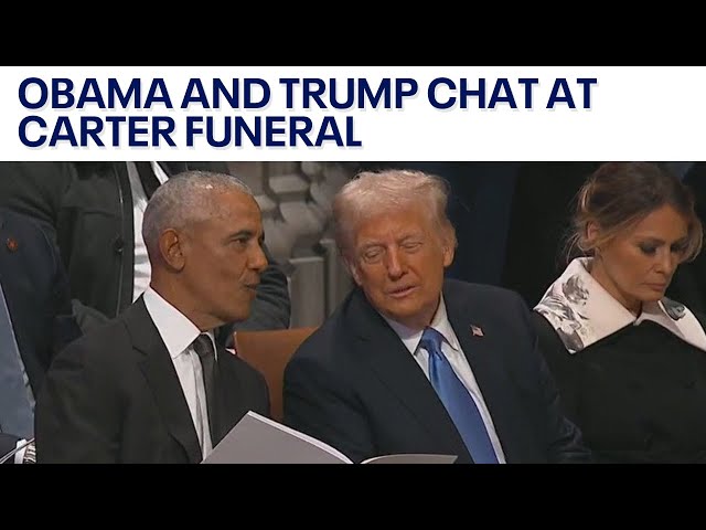 Obama and Trump share a laugh before Jimmy Carter's funeral | FOX 5 News