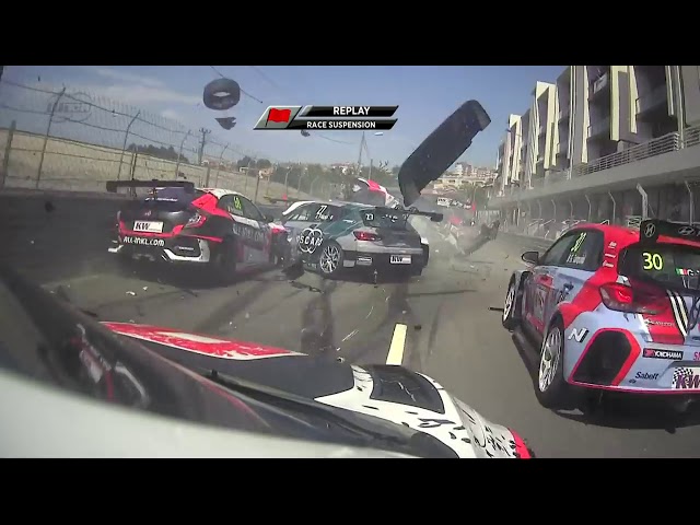 CAR Race 1  Big crash in the streets of Vila Real Portugal