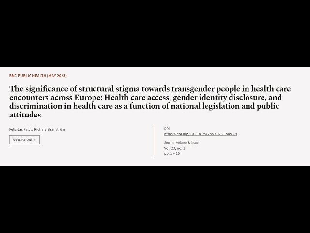 The significance of structural stigma towards transgender people in health care encou... | RTCL.TV