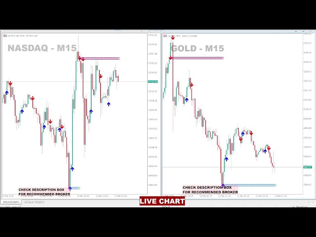 US100 (NASDAQ) and XAUUSD (GOLD) LIVE Signals for Live Trading 24 HOURS | NASDAQ Live Trading| Forex