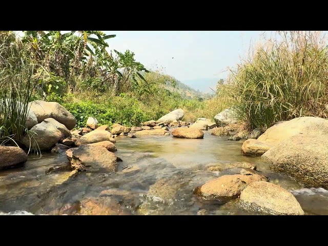 Relaxing nature waterfall sound in River 4K HD, Stress relief heavy waterfall sound for sleeping