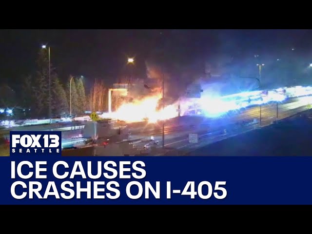 Ice causes several crashes on I-405 in Bellevue, Renton | FOX 13 Seattle