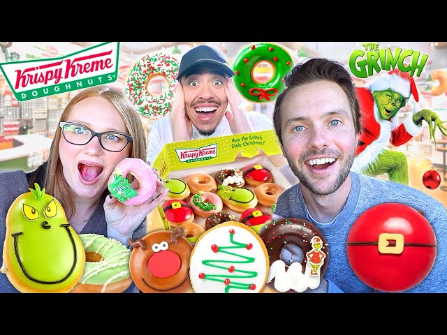 Tasting VIRAL Celebrity Foods! GRINCH KRISPY KREME Donuts Collab!!!