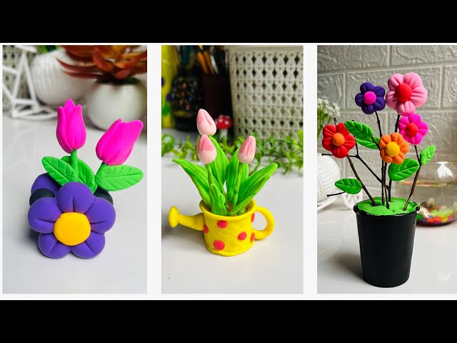 DIY Miniature Flowers || DIY How To Make Polymer Clay Miniature Flowers || Clay Mini Flower