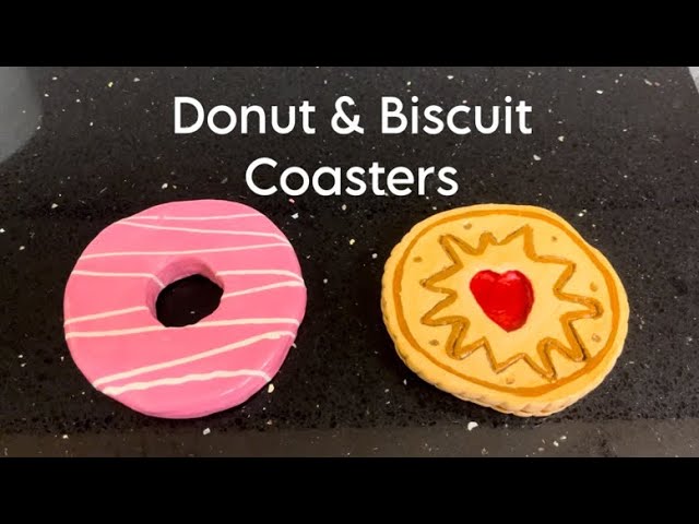 Handmade Donut / Party Ring & Jammy Dodger Biscuit Coasters