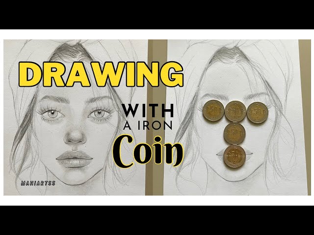 The easiest portrait drawing technique with a iron coin /Easy Drawing Tutorial.Using CapCut voice.''