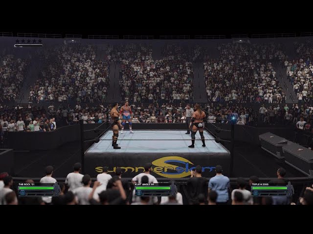 The Rock vs Triple H vs Kurt Angle - Summerslam 2000 - WWE 2K24