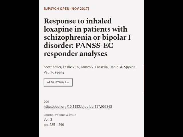 Response to inhaled loxapine in patients with schizophrenia or bipolar I disorder: PA... | RTCL.TV