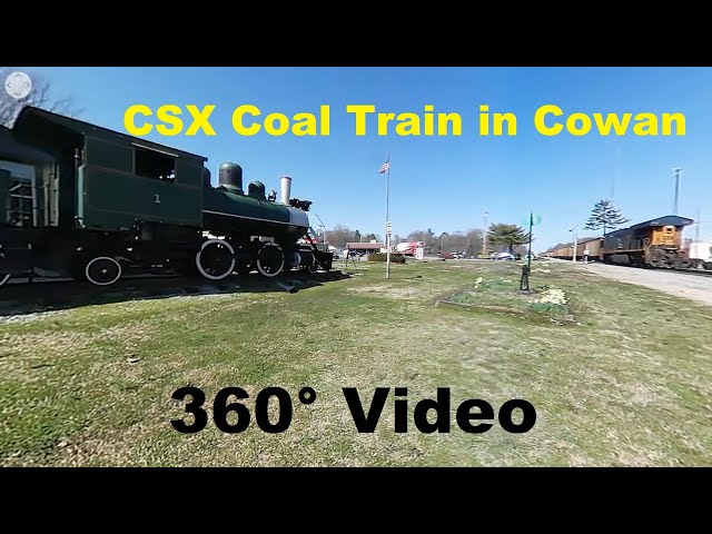 360° Video - CSX Distributed Power Coal Train Passes Cowan Railroad Museum