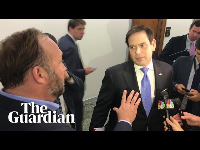 'Don't touch me': Marco Rubio and Alex Jones clash