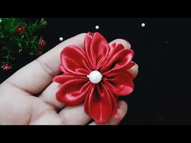 DIY Realistic Ribbon Flower Making | Hand Embroidery Flower Design | Sewing Hack - Crafts by Sidra