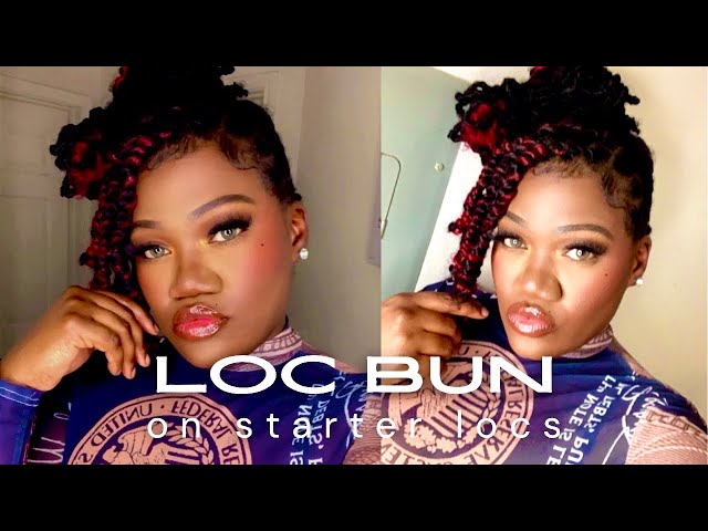 LOC STYLES :: Barrel Twist And Loc Bun With Extensions On Short Starter Locs