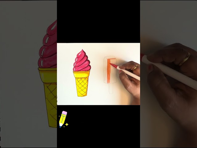 How to Draw Ice Cream Simple and Easy #drawing #shorts #colouring