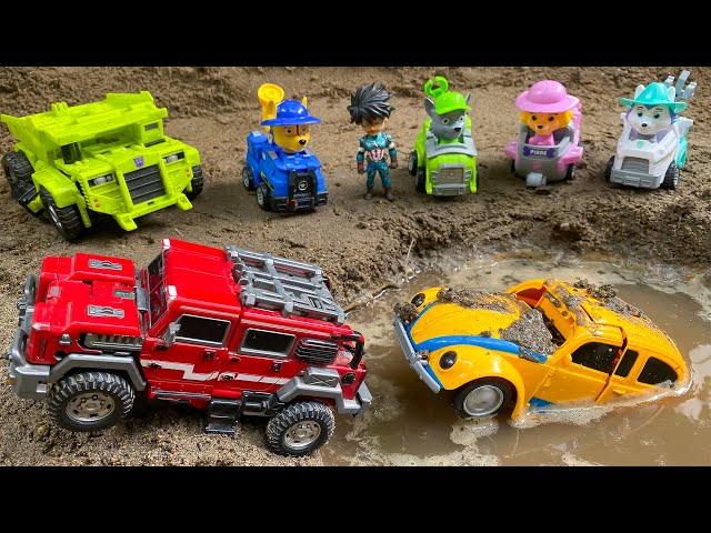 Robot Tobot V Wild Chief & Paw Patrol Rescue Bumblebee Revenge - Stopmotion Devastator Transformers