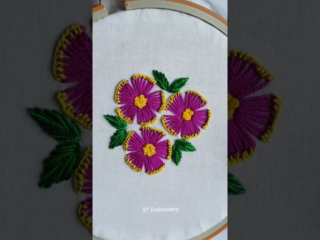 Lovely Hand embroidery design || Flower embroidery design #embroidery #stitchwork #shorts