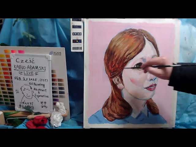 Oil painting  portrait day 2  op1428-2  [LIVE]--  "Contemporary art"