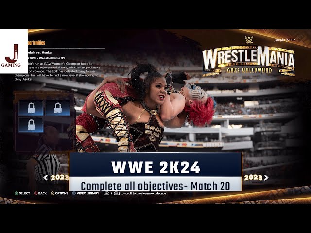 WWE 2K24 Showcase match 20 complete all objectives Bianca Belair VS Asuka Wrestlemania 39