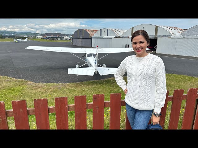 Flying Lesson - Cessna 172 - Newtonards Northern Ireland (ground and sky view)