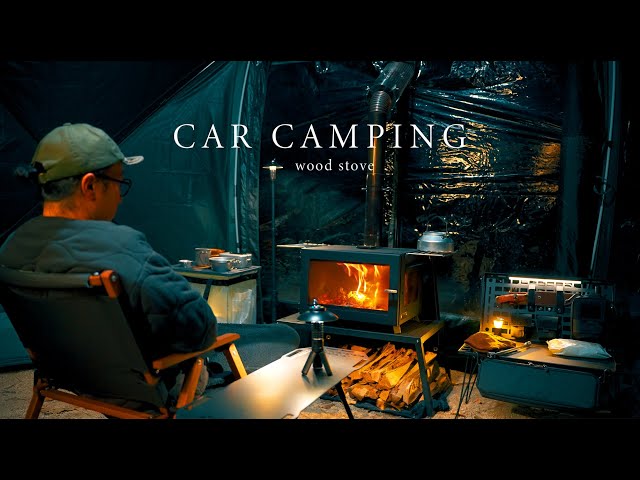 Solo camping with a wood stove and warm Japanese sake | Cozy camping | ASMR