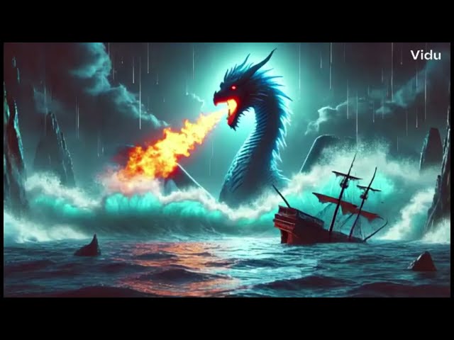 Blue dragon breathing fire