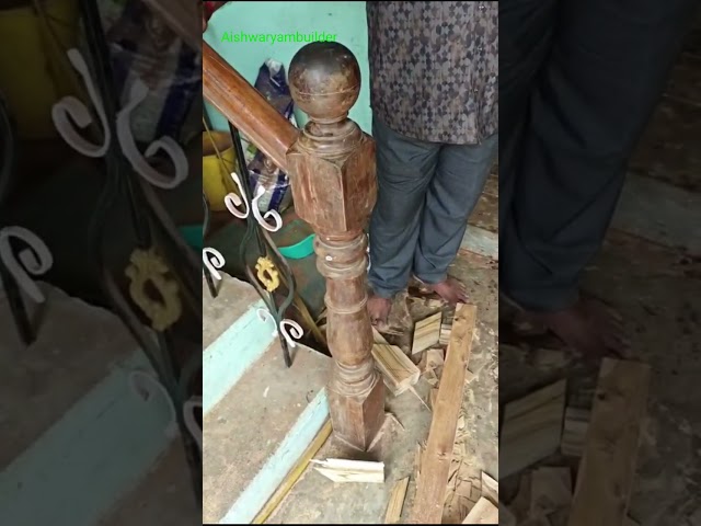 இந்த மாதிரி மரத்திலேயே படிக்கட்டு கைப்பிடி செய்ய #balusters #stairs #chennai @AishwaryamBuilder