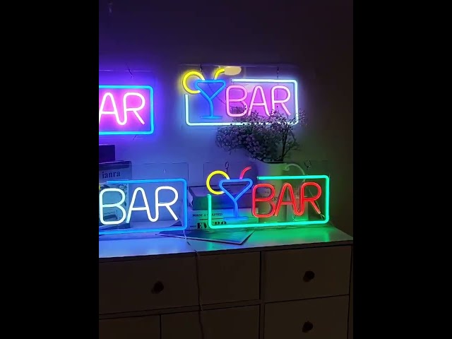 Bar Neon Light Sign Party Neon Wine Glass Lamp Wall Art Bedroom