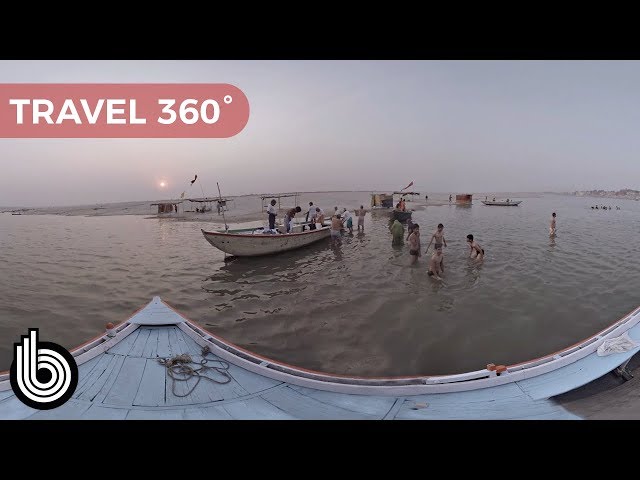 Floating on the River Ganges in India