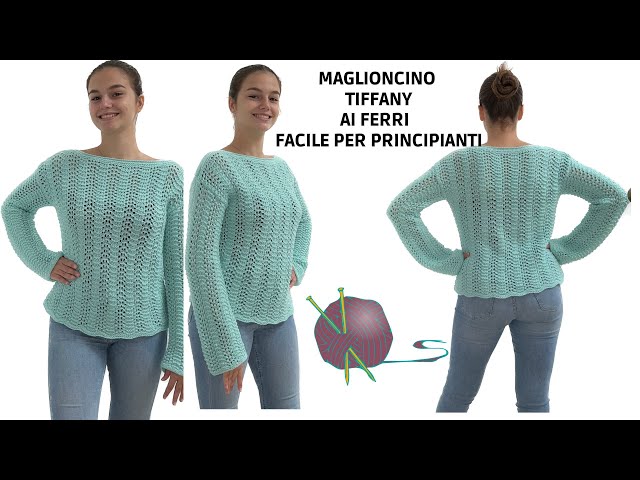 Maglia Tiffany ai ferri con 4 rettangoli 😊 - Facile per principianti - Tutorial dalla A alla Z