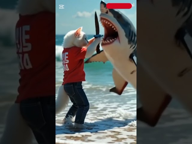 Cat attack on shark #cat #catlovers #catcompilation #catcontent #catai #youtubeshorts