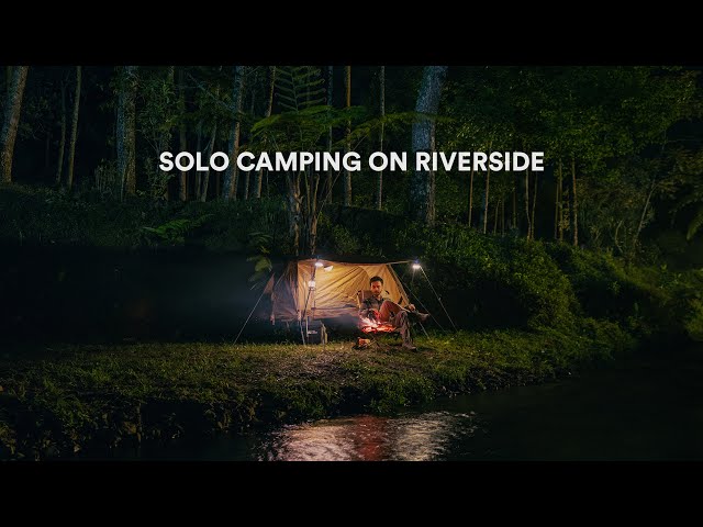 Solo Camping by The River, Relaxing with the Sound of Water, Sleeping in a Unique Tent, ASMR