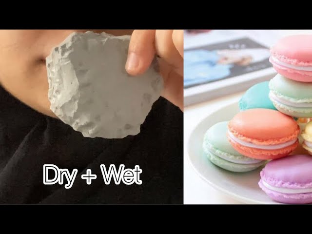 Dry + Wet Gachi Gray ASMR | ASMR relaxing sounds | Pottery Clay | earthy sounds | Macroon dessert