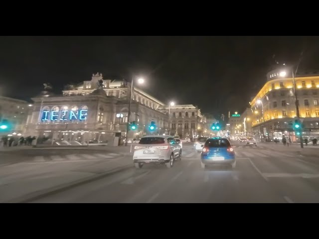 360° 4K - Driving through Vienna at night on 23rd of December