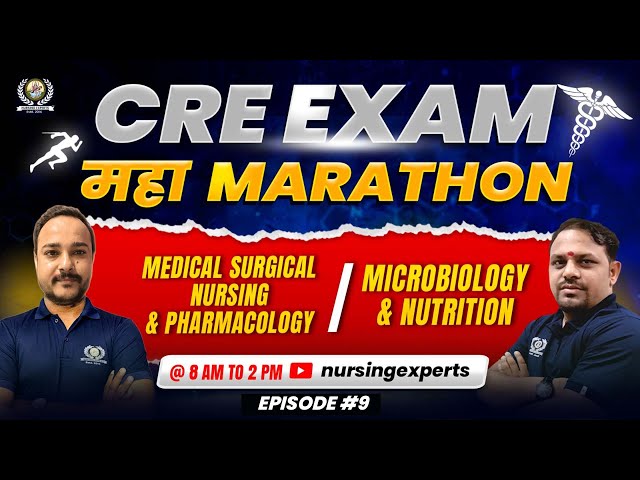 AIIMS CRE | Maha Marathon #9 | Microbiology & Nutrition | Medical-Surgical Nursing & Pharmacology