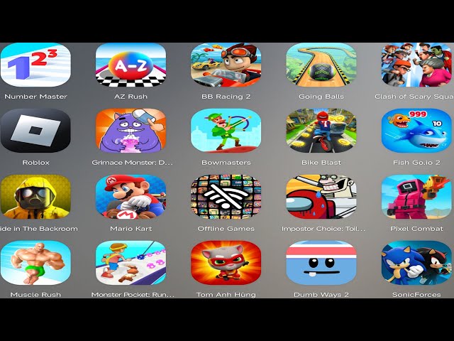 Fish Go.io,Roblox,Muscle Rush,Az Rush,Mario Kart,Pixel Combat,Sonic Forces,impostor choice ,....