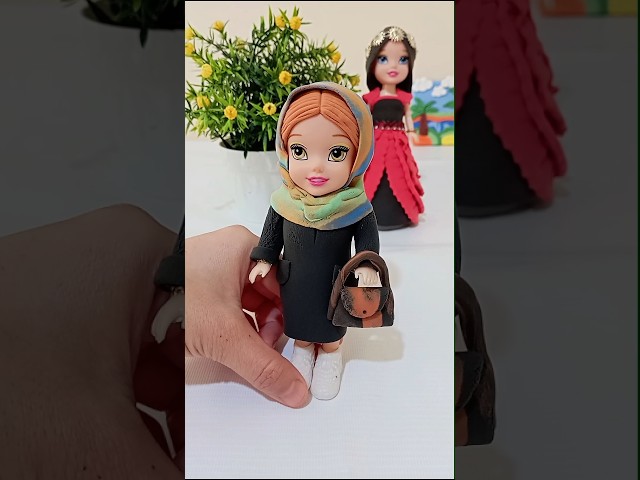 DIY Doll Dress With Clay / Barbie Doll dress 👗🥻 Clay art / DIY / ASMR #sevahandicraft #diy #clayart