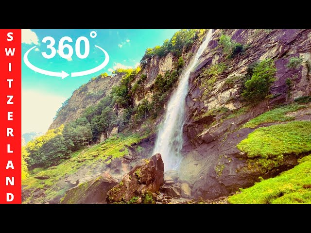 Ambient Sounds of Waterfall for Stress Relief/Switzerland Foroglio /360°/VR/5K/ ASMR