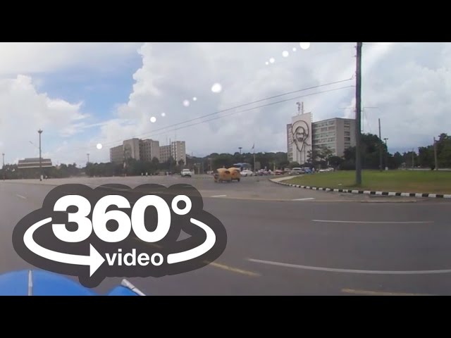 Habana Cuba: camera car Ciudad Deportiva , Plaza de la Revolucion vuelta en almendron video 360