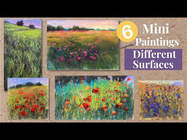 EASY Beginner Pastel Lesson - 6 Mini Paintings on Different Surfaces!