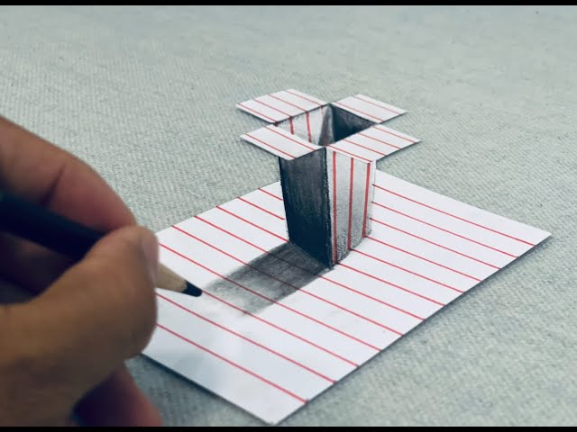 easy draw 3d unboxing on paper for beginners, how to draw 3D unboxing