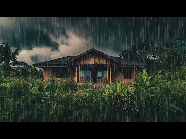 Relaxing Rain Sounds in a Cozy Bamboo House | Rain Ambience for Sleep, Study & Relaxation (3 Hours)