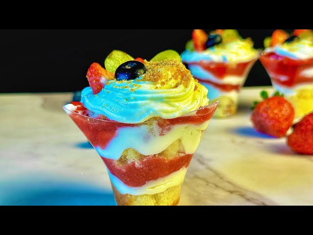 4 Ingredient Strawberry Cheese Cake cups | Easy Strawberry Dessert cups