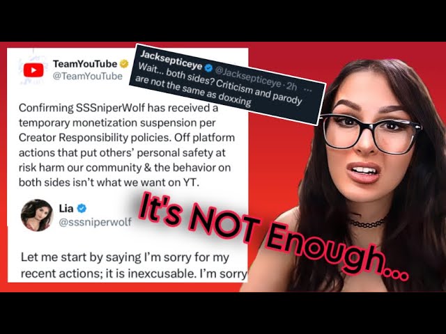 SSSniperwolf Apology to Jacksfilms & YouTube Response are NOT Enough