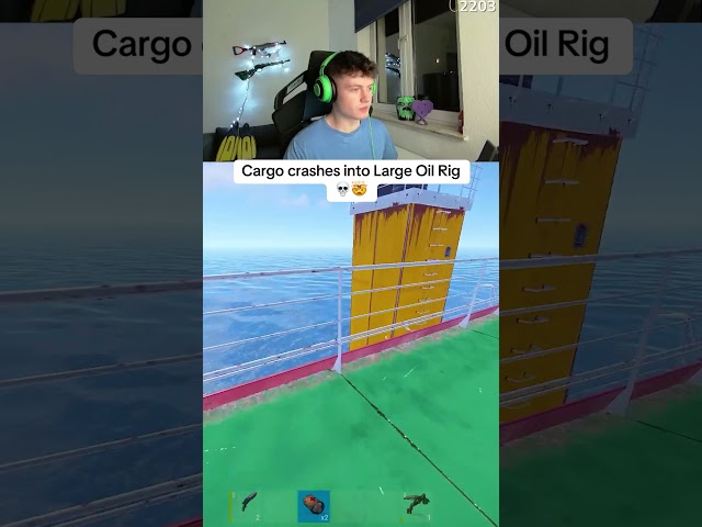 Cargo crashes into Large Oil Rig 😳 #oilrats #rust #shorts