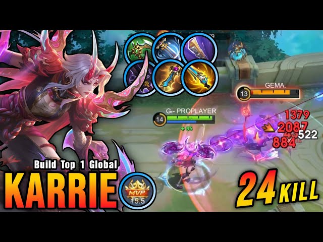 24 Kills!! Late Game No Boots Karrie Insane Damage!! - Build Top 1 Global Karrie ~ MLBB