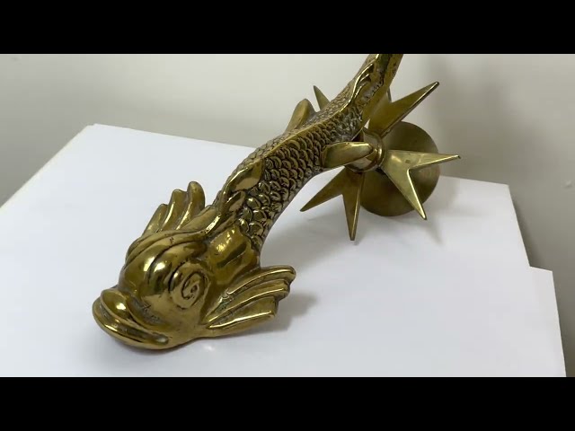 Antique Heavy Solid Brass Door Knocker Aquatic Form Of A Mediterranean Fish