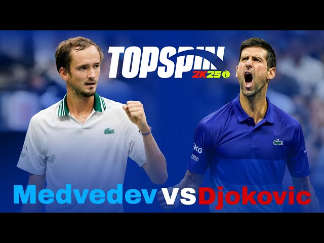 Topspin 2K25 l Djokovic Medvedev with WORLDS HIGHEST TOPSPIN (Epic 4K PS5) | Expert Difficulty