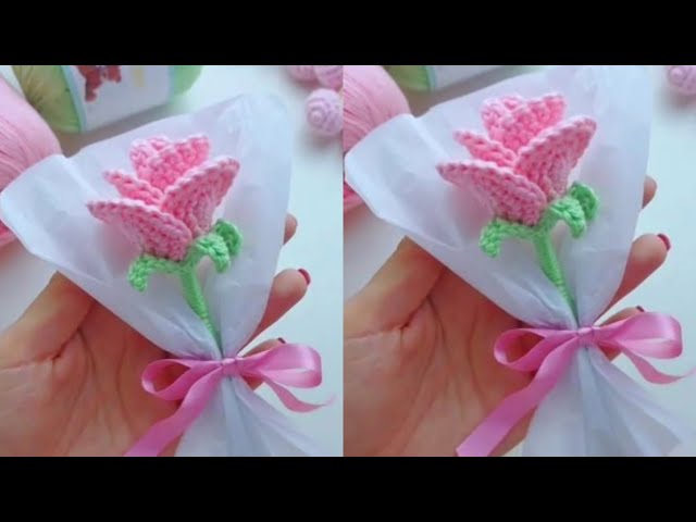 Amigurumi Mini Rose🌹 Flower Crochet Tutorial l Crochet Flower Pattern l Crochet Rose Flower 🌹l