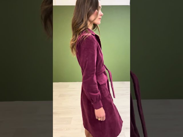 Burgundy Cord Midi Shirt Dress